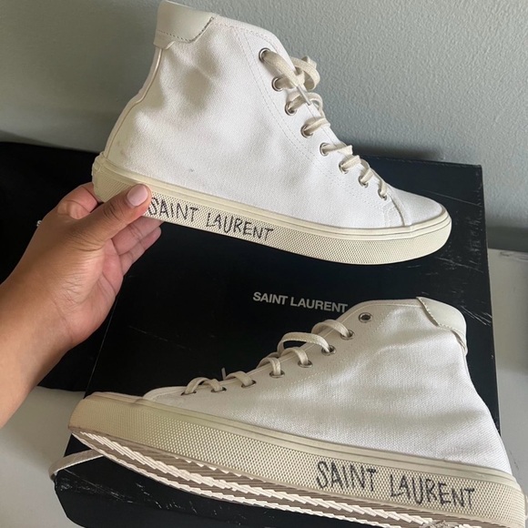 Saint Laurent Shoes - Saint Laurent Black and White High-Top Sneakers